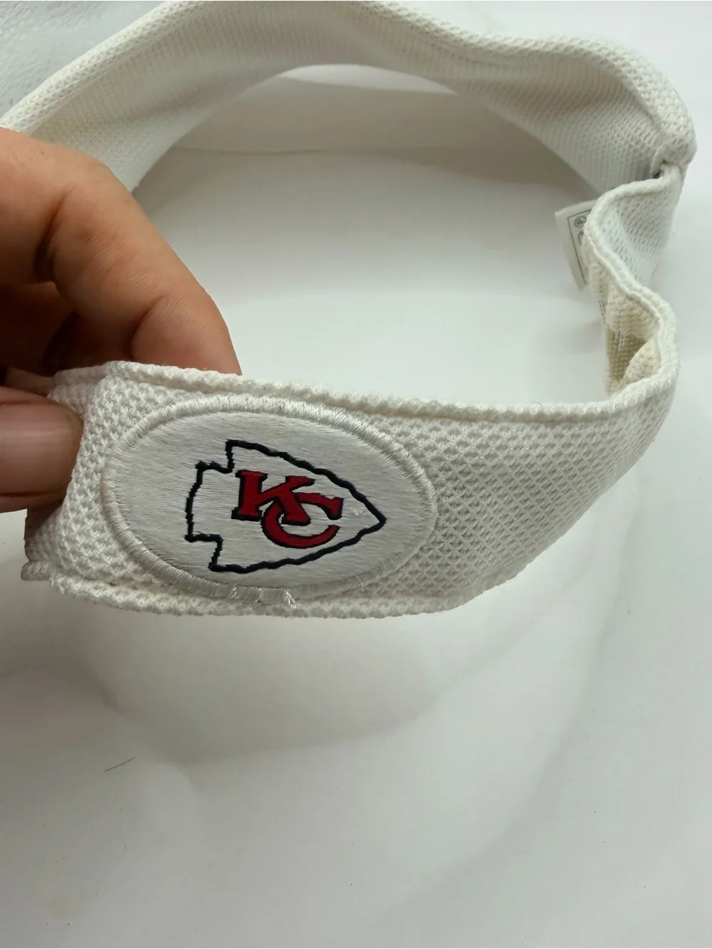 Vintage Reebok Kansas City Chiefs Sun Visor Hat White Spell Out NFL Cap